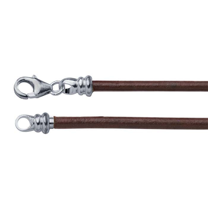 Brown Leather Cord with Threaded Sterling Silver End Cap