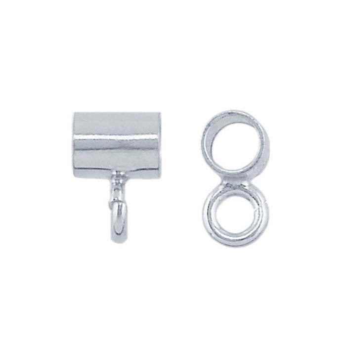 Perla a tubo in argento sterling 4 x 3mm con anello