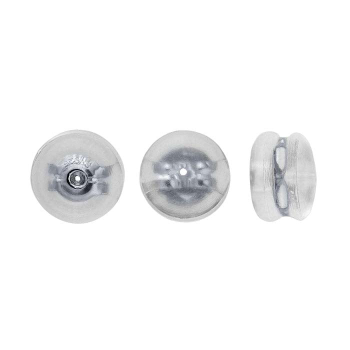 Sterling Silver 6.3mm dia. Silicone-Covered Friction Ear Nut