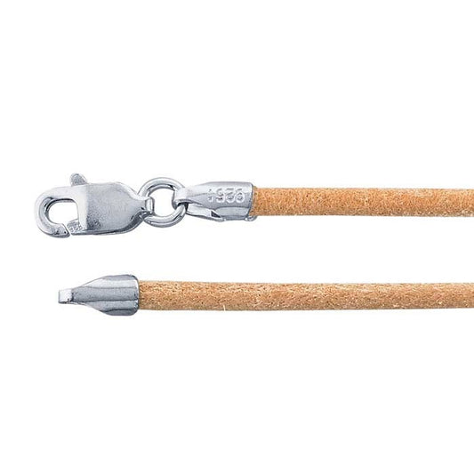 Natural Leather Cord with Sterling Silver Clasp