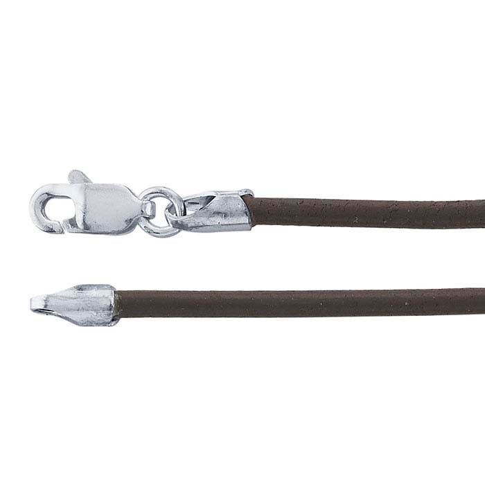 Brown Leather Cord with Sterling Silver Clasp