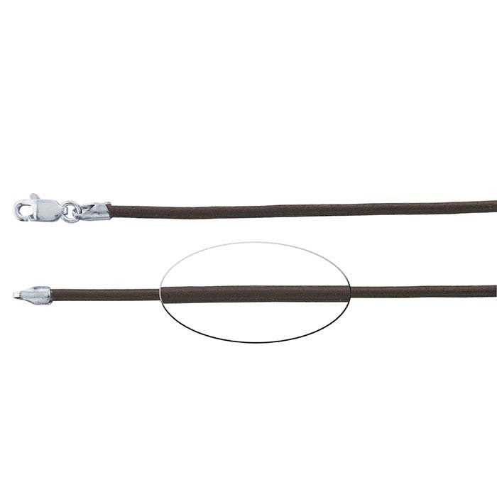 Brown Leather Cord with Sterling Silver Clasp