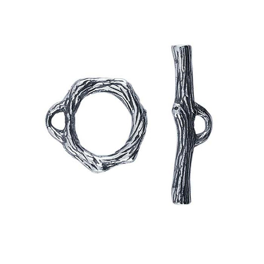 Srebrne zapięcie typu toggle gałązka 11 x 17,4 mm