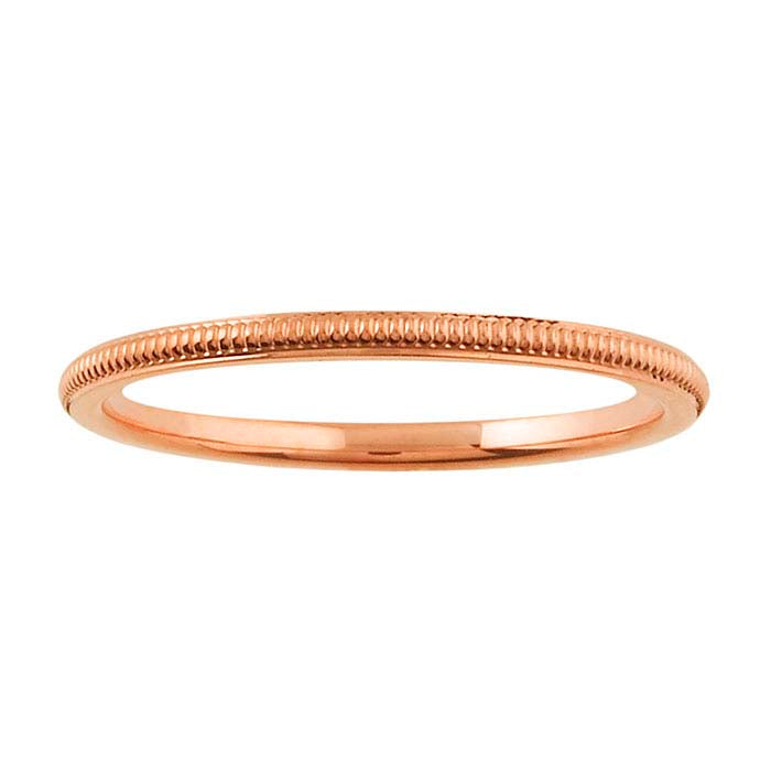Nordt 14K Rose Gold Millgrain Comfort Fit Wedding Band