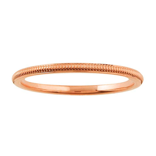 Nordt 14K Rose Gold Millgrain Comfort Fit Wedding Band