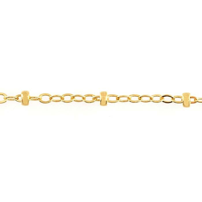 14/20 Yellow Gold-Filled Flat Oval Cable Chain with Beads