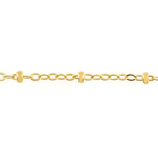 14/20 Yellow Gold-Filled Flat Oval Cable Chain with Beads