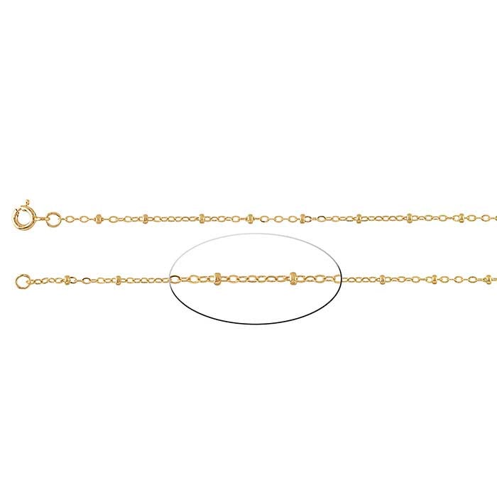14/20 Yellow Gold-Filled Flat Oval Cable Chain with Beads