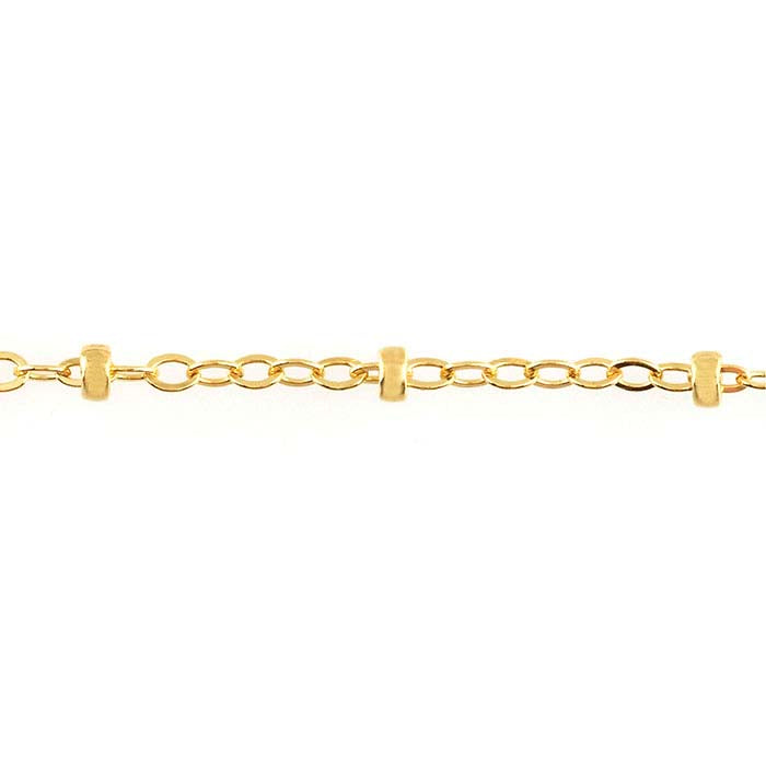 14/20 Yellow Gold-Filled Flat Oval Cable Chain with Beads