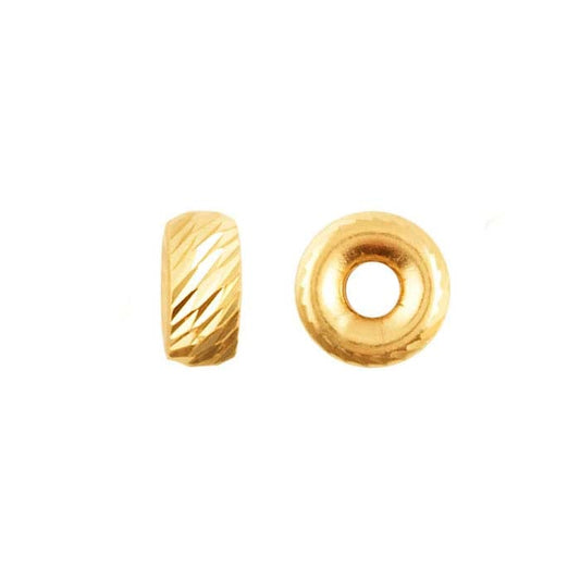 14K Yellow Gold 3 x 1.5mm Roundel Diagonal Diamond-Cut Bead
