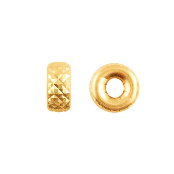 14K Yellow Gold 3 x 1.5mm Roundel Pyramid-Cut Bead
