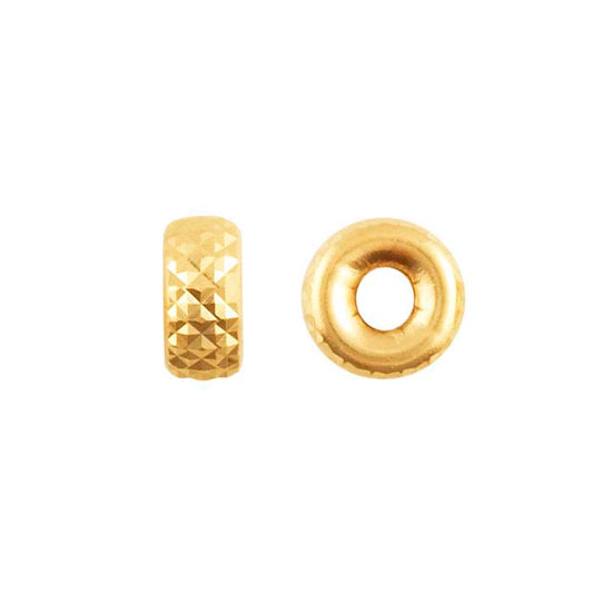 14K Yellow Gold 4 x 2.1mm Roundel Pyramid-Cut Bead
