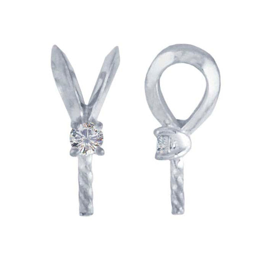 14K White Gold Diamond-Set Pearl Pendant Mounting