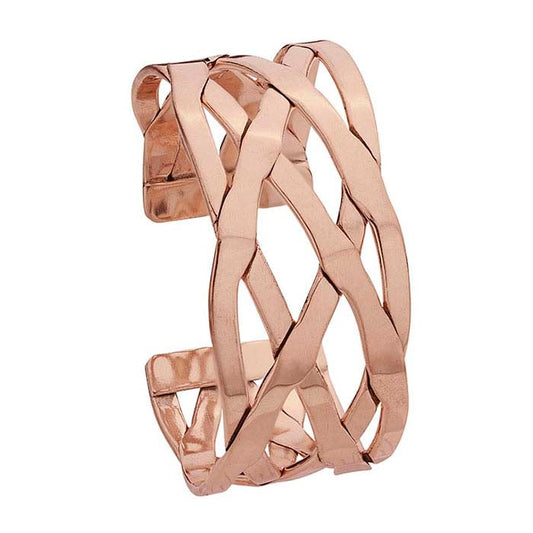 Koper Platte Geweven Cuff Armband