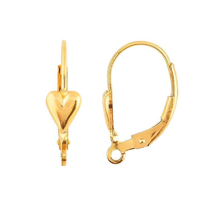 Heart Lever-Back Ear Wire with Open Ring