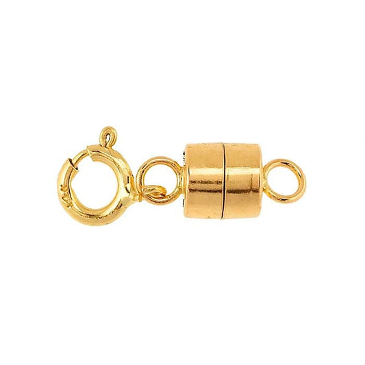 Zapięcie magnetyczne beczkowe 14K żółte złoto 15,5 x 4,3 mm z pierścieniem sprężynowym