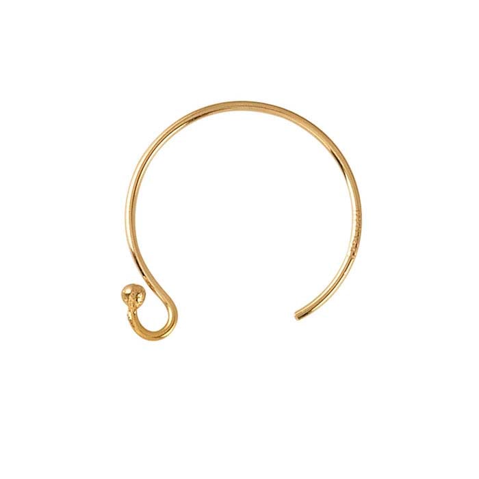 14/20 Yellow Gold-Filled Round Ear Wire with Loop and Ball End