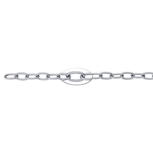 Catena a cavo ovale in acciaio inossidabile 5,3 mm, bobina da 6,1 m.