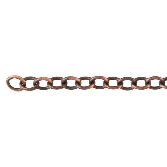 Catena a cavo ovale ossidata in rame 6mm, bobina da 6,1 m.