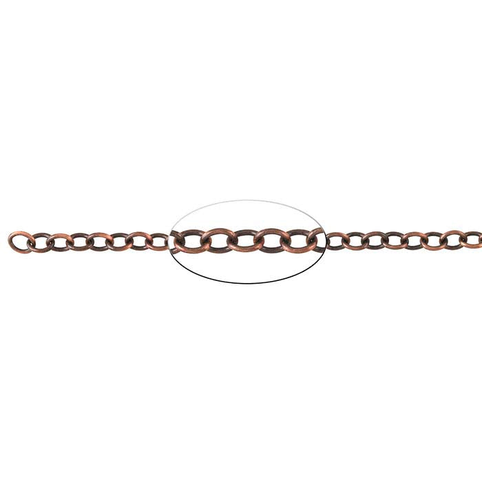 Catena a cavo ovale ossidata in rame 6mm, bobina da 6,1 m.