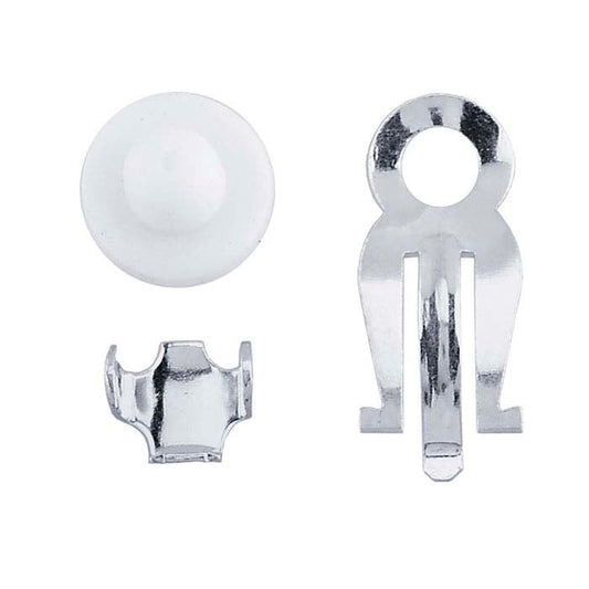 Sterling Silver Three-Piece Clip Earring Paddle and Joint Set with Cushion