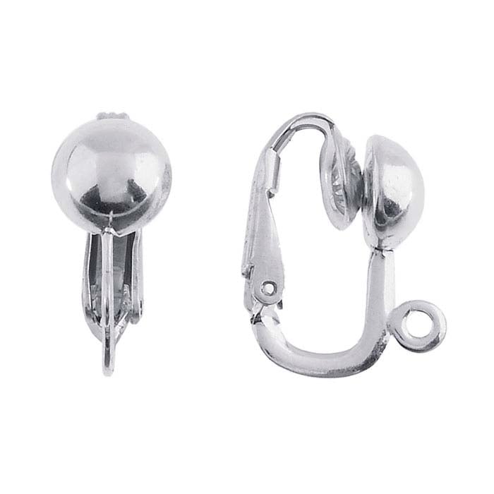 Sterling Silver Half-Ball Clip Earring with Closed Ring