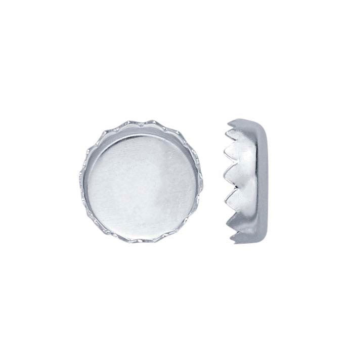 Sterling Silver 6mm Round Serrated-Edge Bezel Cup Setting