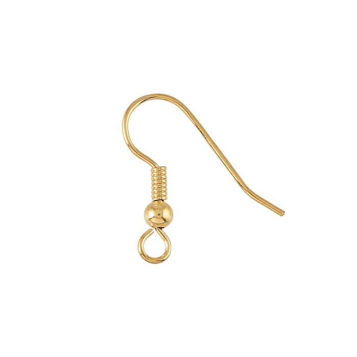 Brass Ear Wire with Loop, 3.2mm Bead and Coil