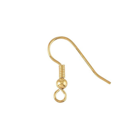 Brass Ear Wire with Loop, 3.2mm Bead and Coil
