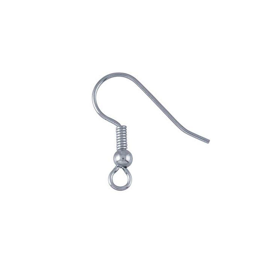 Stainless Steel Ear Wire with Loop, 3mm Bead and Coil