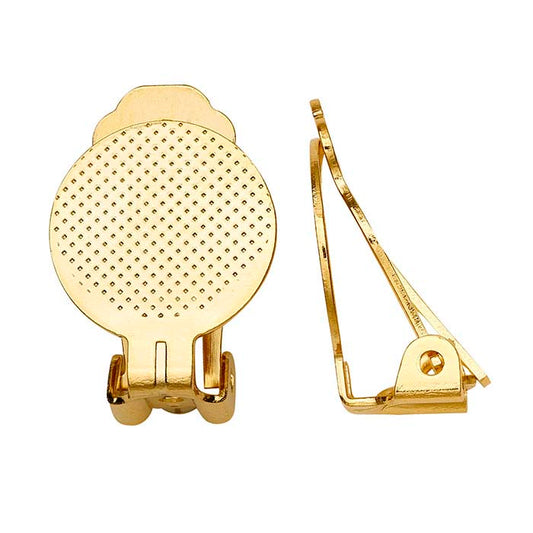 Brass Yellow-Finish Clip Earring with Pad