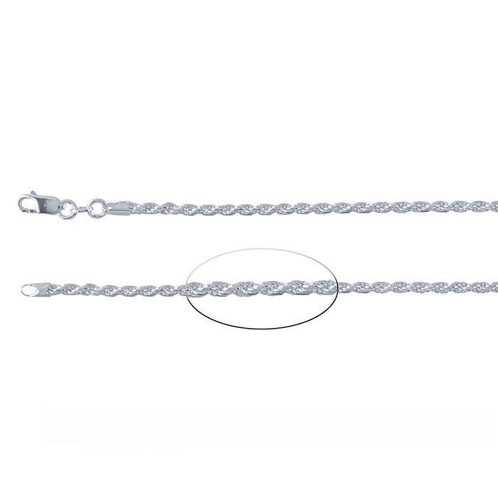 Sterling Silver 2.7mm Diamond-Cut French Rope Chain