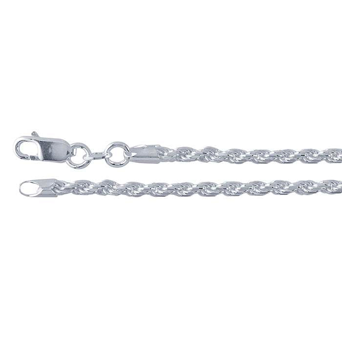 Sterling Silver 2.7mm Diamond-Cut French Rope Chain