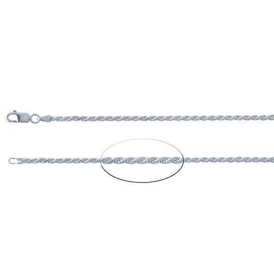 Sterling Silver 2,2 mm diamantkapad fransk repkedja