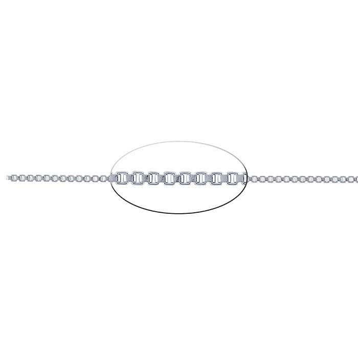Sterling Silver 1,5 mm venetiansk boxkedja, per fot