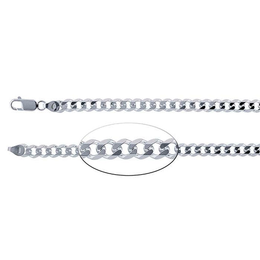 Sterling Silver 5.5mm Beveled Curb Chain