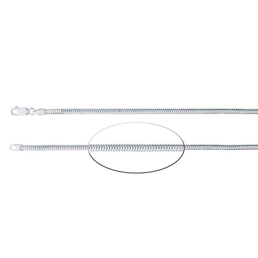 Catena a serpente tonda senza giunture in argento sterling 3mm