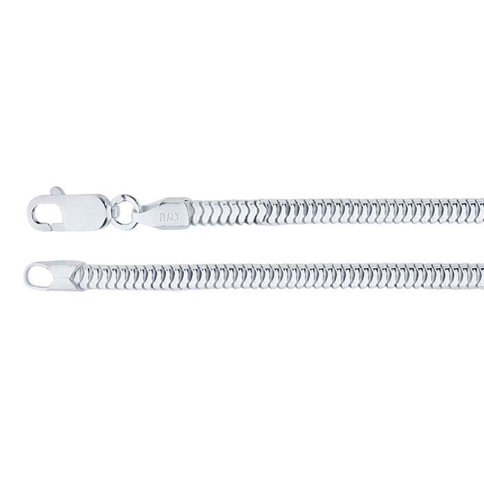Catena a serpente tonda senza giunture in argento sterling 3mm