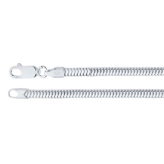 Catena a serpente tonda senza giunture in argento sterling 3mm