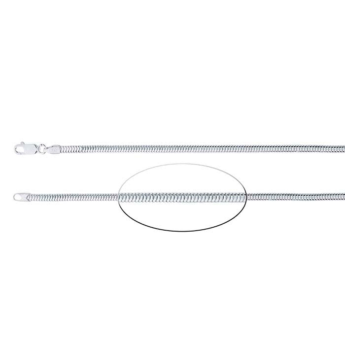 Sterling Silver 3 mm Rund Osömd Ormkedja