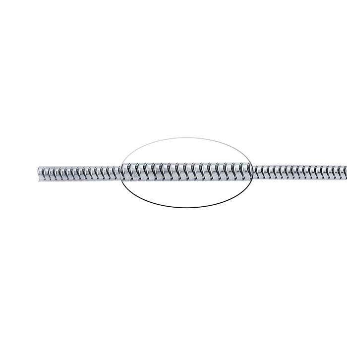 Sterlingsilver 3 mm rund osömd orm-länk, per fot