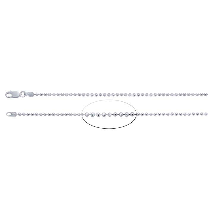 Catena a perline da 2mm in argento sterling