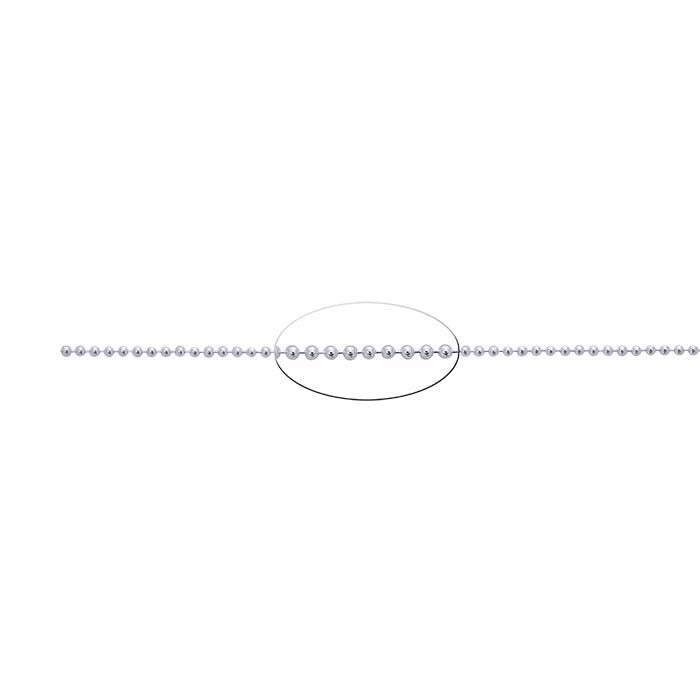 Catena a perline in argento sterling 2mm, bobina da 15,24 m.