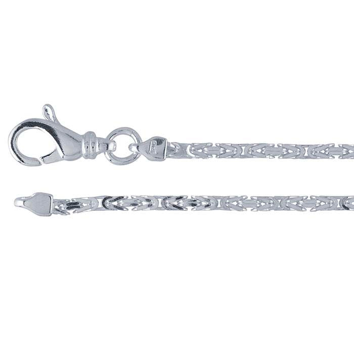 Sterling Silver 2mm Square Byzantine Chain
