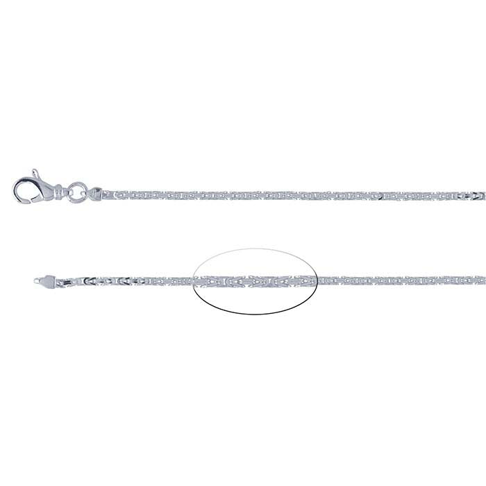 Sterling Silver 2mm Square Byzantine Chain