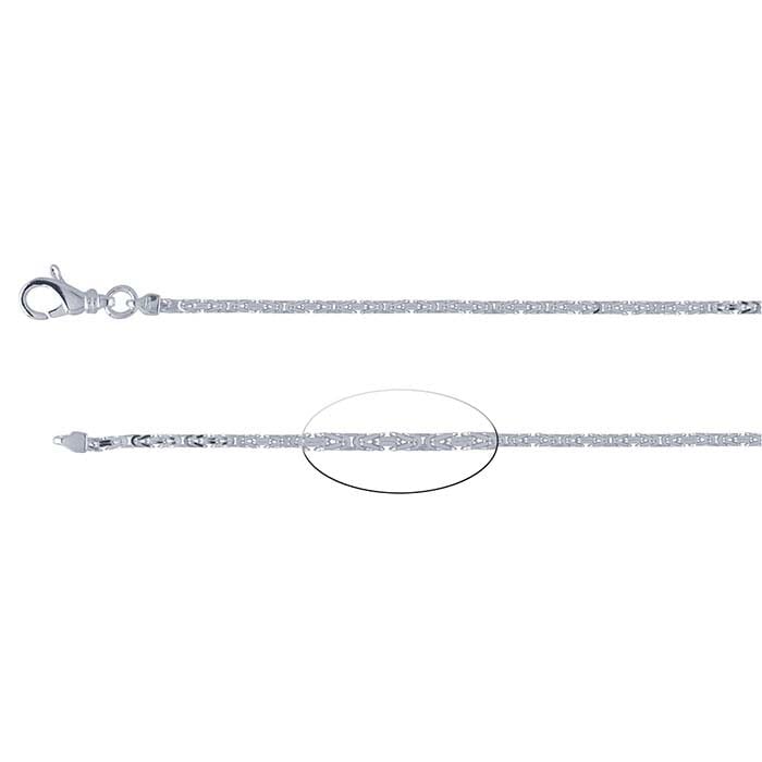 Sterling Silver 2mm Square Byzantine Chain