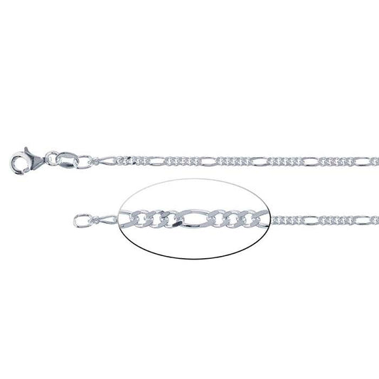 Sterling Silver Diamond-Cut Figaro Chain