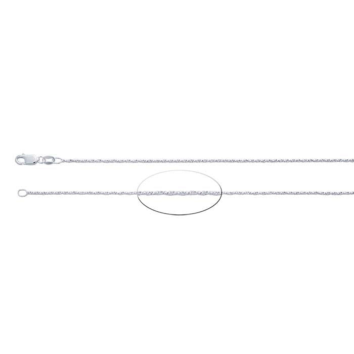 Catena a scatola intrecciata diamantata in argento sterling 1,2 mm