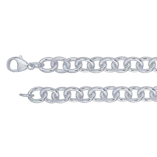 Sterling Silver 10mm Round Cable Chain Bracelet
