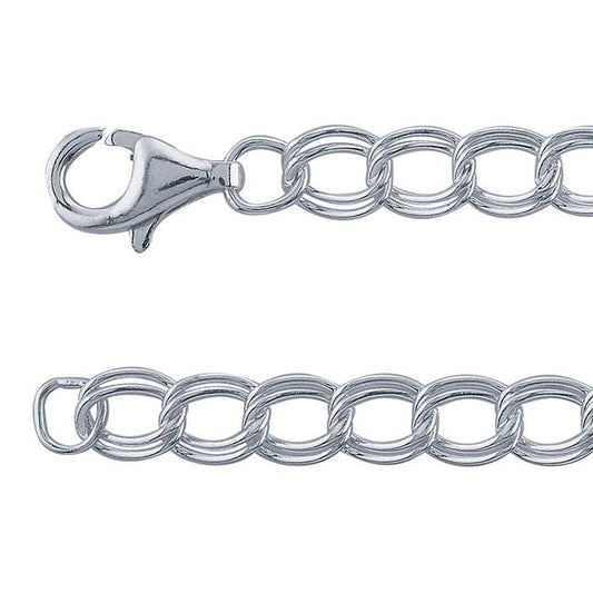 Sterlingsilber 4,2mm Doppel-Kabel-Kettenarmband mit Anhänger